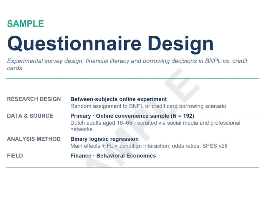 Sample survey design — experimental questionnaire on borrowing decisions